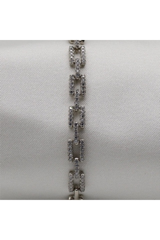 Taşlı Kilit Bileklik Silver Çok Renkli