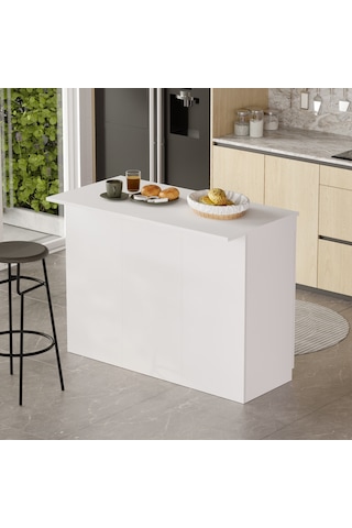 Robin Home Liva Ada Mutfak Yemek Masası 2 Kapaklı 120cm Beyaz