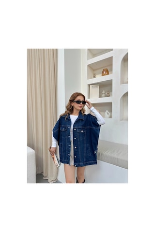 Kene Jeans Kadın Lacivert Panço Oversize Kot Yelek Lacivert