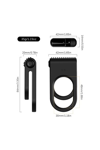 Carmine Titreşimli Su Geçirmez Penis Halkası Siyah