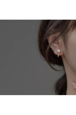 Şık İncilli Damla Çelik Küpe - Kararmaz, Antialerjik -yeni Moda Gold Kaplama