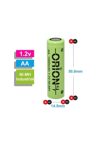 Orion 1500 mAh 1.2 V AA Ni-MH Industrial Şarj Edilebilir Kalem Pil