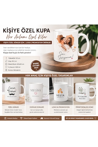 Kişiye Özel - Beyaz Porselen Kupa Bardak