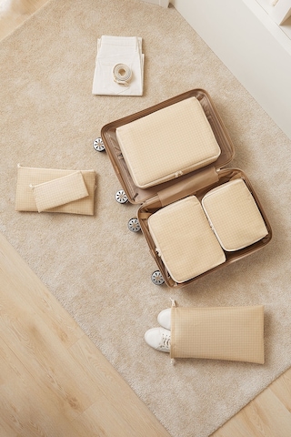 Home Wave 6'lı Bej Pötikare Bavul İçi Düzenleyici Set Bej