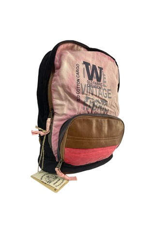 Old Cotton Cargo Kaliteli Tek Bölmeli Vintage Disayn Günlük Gezi Spor Okul Sırt Çantası Patchwork Komor 29x42cm Pembe