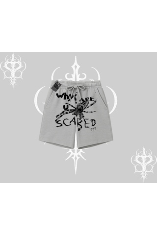 Tarzsokak Beyaz Şort Why Are U Scared Gri