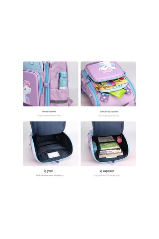 Xinxin Karikatür İlkokul Öğrencisi Omurga Koruma Mor Sırt Çantası