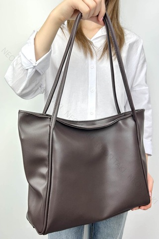 Çift Saplı Yumuşak Deri Omuz Ve El Çantası Acı Kahve, 71 Kahverengi