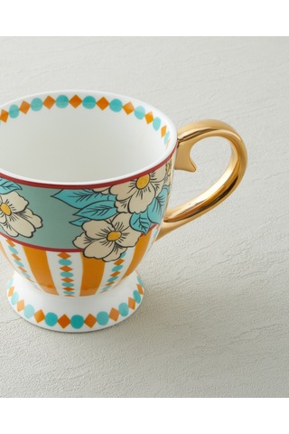 Nostalgic Grace New Bone China Kupa 460 Ml Sarı - Mavi