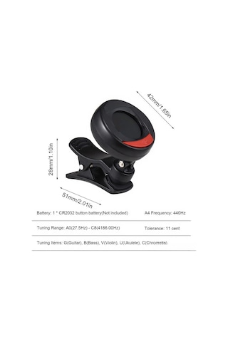 Konesam Rowin Lt-21 Klip Tipi Renkli Ekran Akortör - Gitar, Bas, Keman, Ukulele İçin Dijital Akort Cihazı Pil Dahil Değil