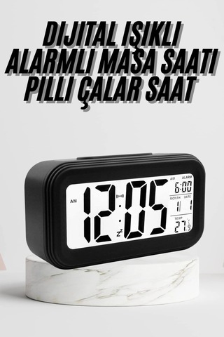 Hubrendy Tekno Dijital Masa Saati Termometre Takvim Led Ekran Pilli Ev Ofis Masası 16063626