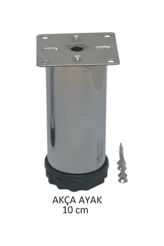 Akça Ayak, Baza, Yatak, Koltuk, Kanepe, Masa, Puf, Sehpa Tv Ünitesi Ayarlanabilir Metal Ayak 10 Cm Krom