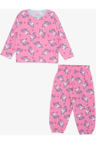 Breeze Kız Bebek Pijama Takımı Unicorn Desenli 9 Ay-3 Yaş, Pembe-pembe Pembe