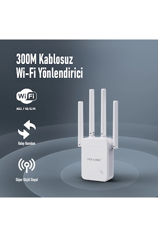 Pıxlınk Wr47d4q Wifi Repeater Router Access Point 300 Mbps Beyaz