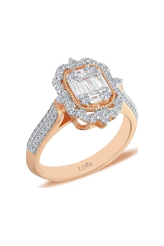Lova 0,70 Karat Baget Ve Dört Köşe Pırlanta Kalhu Yüzük - 1010354