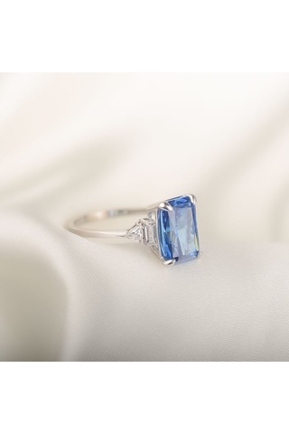 14k Altın Mavi Radyant Yüzük