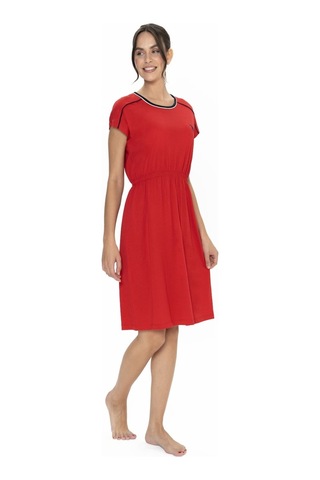 U.s. Polo Assn. 20008 Kadın Kırmızı Kısa Kollu Belden Büzgülü Gecelik Kırmızı