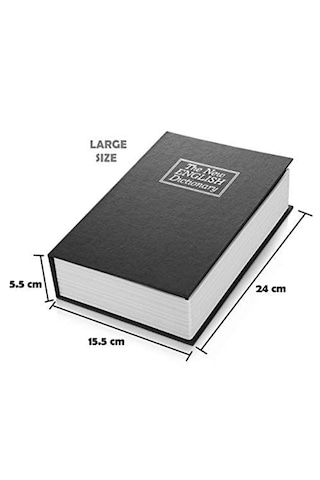 Kitap Şeklinde Siyah Büyük Boy Gizli Güvenlik Kitap Görünümlü Haz