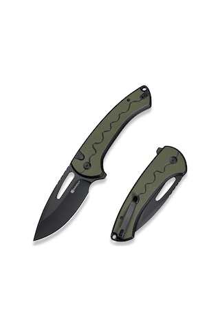 Sencut Squiggy Black / Green G10 Handle Black 9cr18mov Blade Kamp Çakı Yeşil