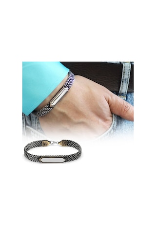 El İşçiliği Kazaziye Tasarım Kişiye Özel İsim Yazılı 925 Ayar Gümüş Erkek Bileklik