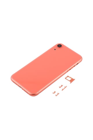 Cbtx Kamera Lensli Ve Sım Kart Tepsisi Ve Apple Uyumlu iPhone Xr Mercan İçin Yan Anahtarlarla Arka Gövde Kapağı