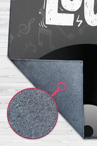 Homshtag Hayatı Sesli Yaşa Gri Siyah Koyu Renkli Halı Art Müzik Halı Çok Renkli