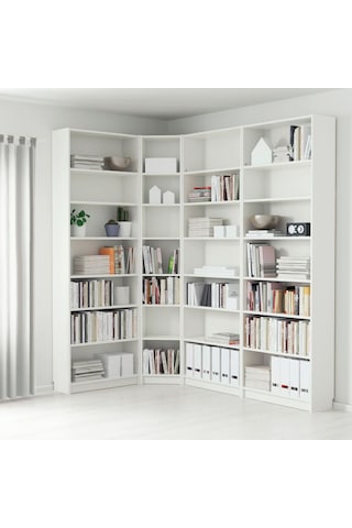 Köşe Kitaplık, Beyaz, 215/135x28x237 Cm Beyaz