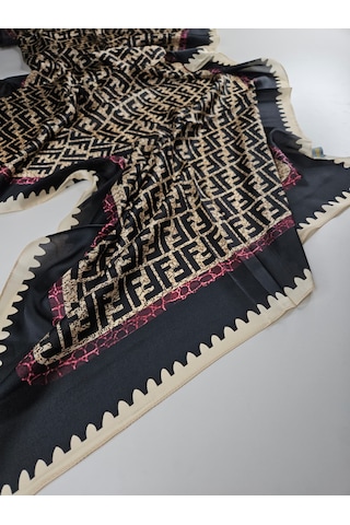 Miorel Scarfs Premium Yeni Sezon F Desen İpek Vual Şal Silk Scrafs Shawl Hijab Siyah