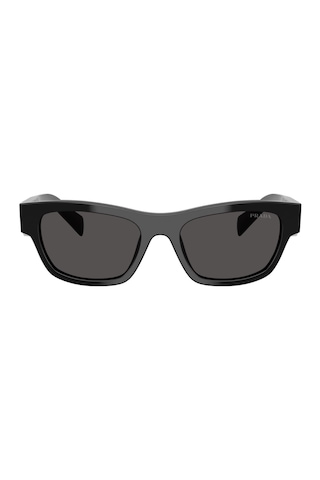 Prada Pr B09s 16k08z 54 Unisex Oval Siyah Kemik Güneş Gözlüğü Siyah
