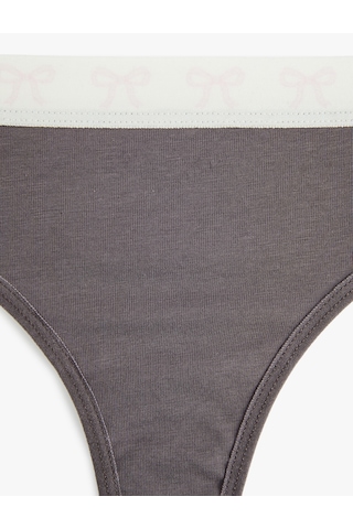 Koton Pamuklu Renk Kontrastlı Lastik Detaylı Rahat Kalıp String Külot Gri 6wlk30063mk Gri