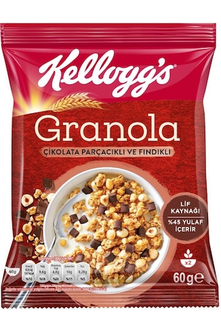 Kellogg's Çikolata Parçacıklı Fındıklı Granola 10 x 60 G