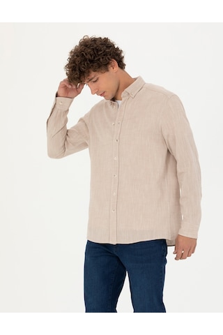 Pierre Cardin Erkek Bej Desenli Gömlek 50278180-vr011 Bej