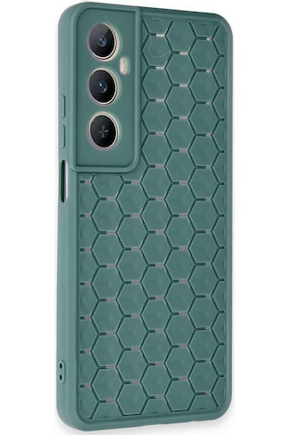 Uryport Realme C65 Kılıf Petek Silikon Kapak - Koyu Yeşil