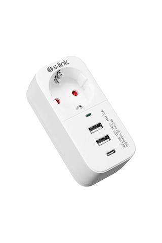 S-link SL-011 750 Joule 2 Usb +1 Type C Isıya Duyarlı Akım Korumalı Priz