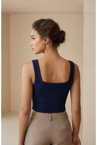 LUXSTOREE Kadın Lacivert Kalın Askılı Crop Top Büstiyer Modern Ve Şık Tasarım Çok Renkli