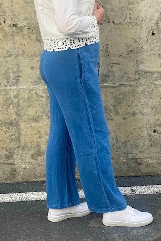 Mia Butik Kadın Mavi Keten Pantolon Mavi