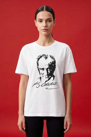 Tommy Life Beyaz Ay Yıldız Baskılı Unisex T-shirt - 88510