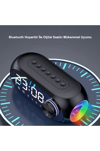 Hymark Bluetooth S8 Rgb Led Işıklı Dijital Saat Alarm Şarjlı Hopa