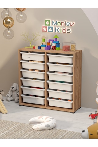 Berra 12 Sepetli Çok Amaçlı Dolap Oyuncak Dolabı Çam Diğer