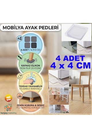 4 Adet Silikon Şeffaf Koltuk Mobilya Masa Beyaz Eşya Yazıcı Koruyucu Kaydırmaz Dayanıklı Pedler 4 X 4 Cm Mobilya Ayakları Renksiz