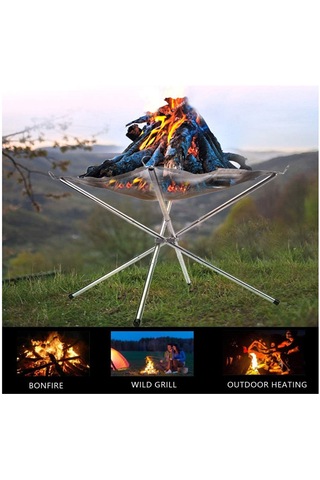 Ximistore9 Orta Boy Çelik Mangal Alev Tutanı - İçinizi Daha Eşit Isıtır, Taşınabilir Kamp Aletleri 42x42cm 201 Şeffaf