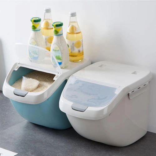 Mühürlü 6 Kg Gri Pirinç Dağıtıcı Tahıl Tahıl Saklama Kutusu Mühürlü Nem Geçirmez Pet Gıda Saklama Konteyner Küf Anti Oksidasyon Şişeler, Kavanozlar Ve Amp Kutular 2