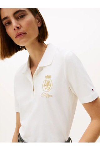 Tommy Hilfiger Gold Crest Reg Ss Po, Ybl Beyaz Kadın Polo T-shirt