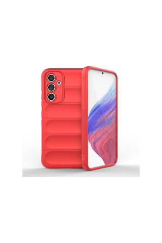 Galaxy A54 Kılıf Esnek Tpu Oyuklu Arka Yüzey Tasarımlı Zore Etnik Silikon Kapak Kırmızı