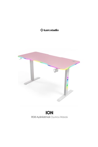 Ion Rgb Aydınlatmalı Oyuncu Masası Pembe