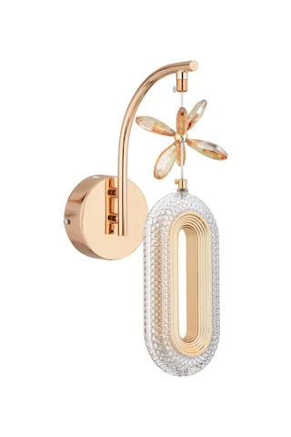 Alfa Tekli Gold Kristal Taşlı Aplik 3 Renk Modu Gold