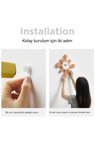 Sanat Işıklı Lüks Duvar Saati-canlı Turuncu Üç Boyutlu Stil