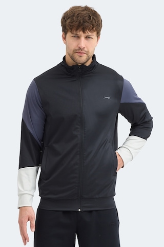 Slazenger Kylora Erkek Dik Yaka Fermuarlı Siyah Sweatshırt Siyah