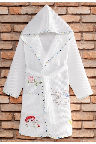 Zeynep Tekstil Sweet Pike Nakışlı Erkek Çocuk Bornozu Beyaz