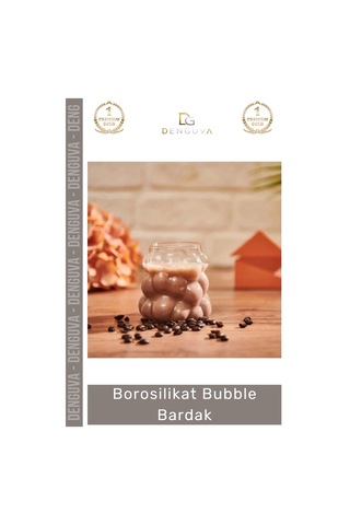 Bardak Isıya Dirençli Şeffaf İnce Tasarım Çay Kahve Sunum Dayanıklı Borosilikat Bubble Bardak Çok Renkli